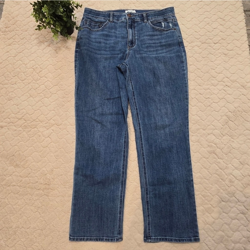 Gibson Latimer Medium Wash High-Rise Straight Leg Jeans, Size 14
